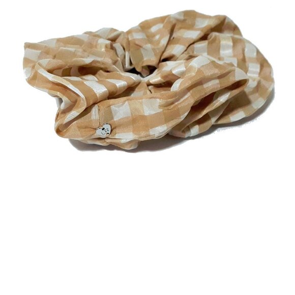 NWT Loeffler Randall mustard gingham scrunchie hair tie - Picture 8 of 9